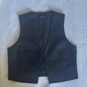 Black Sleeveless Vest with Tie Front
